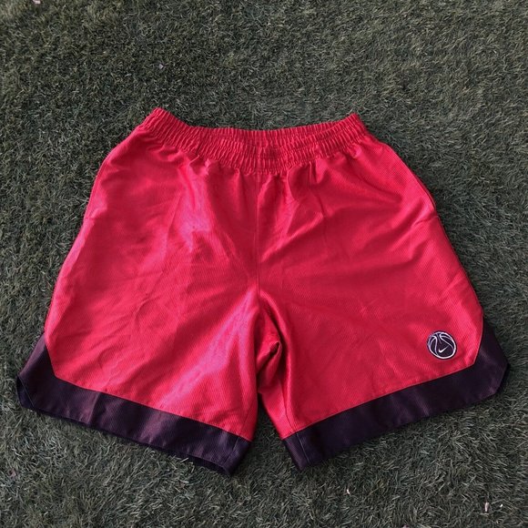 Vintage 90's Nike Mens Active Basketball Silk Shorts Red Sweats Size Large - Picture 1 of 7